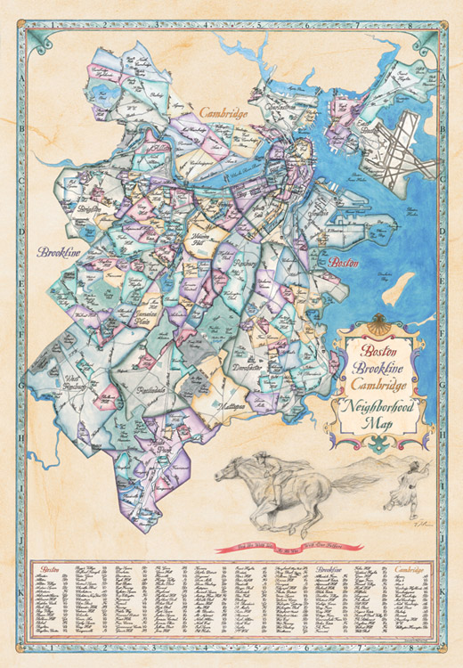 Boston, Brookline, Cambridge Neighborhood Map